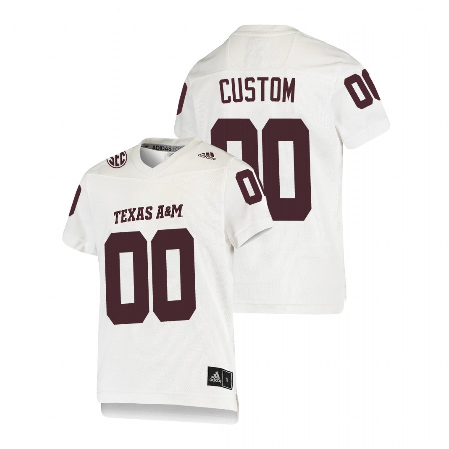 youth texas a&m aggies custom white replica football jersey