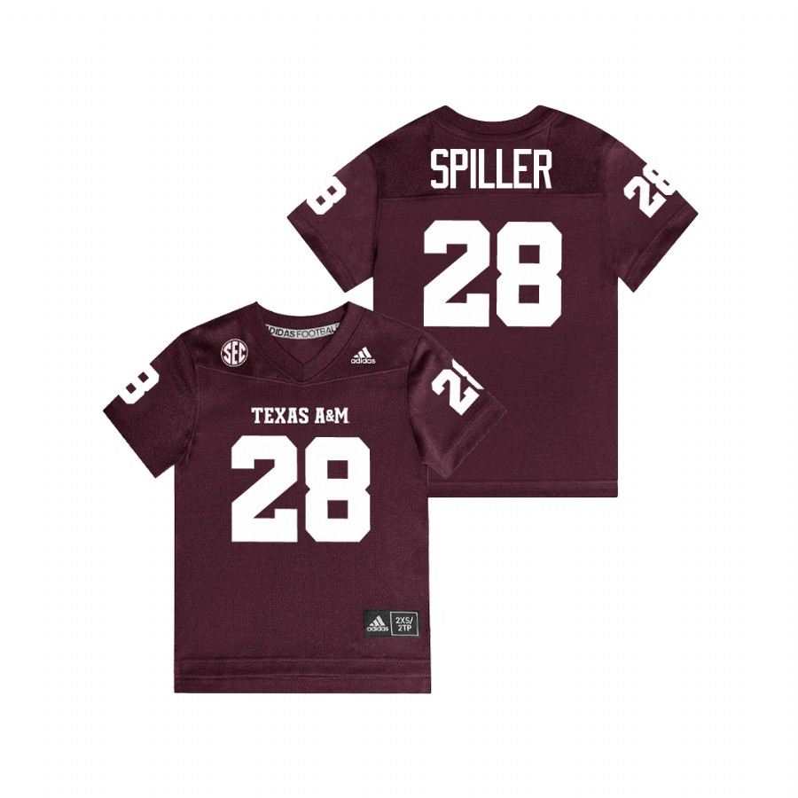 youth texas a&m aggies isaiah spiller maroon replica toddler football jersey