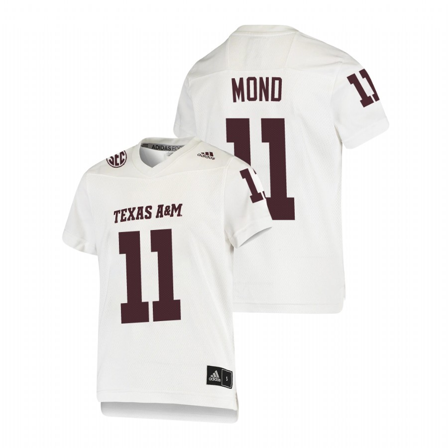 youth texas a&m aggies kellen mond white replica football jersey