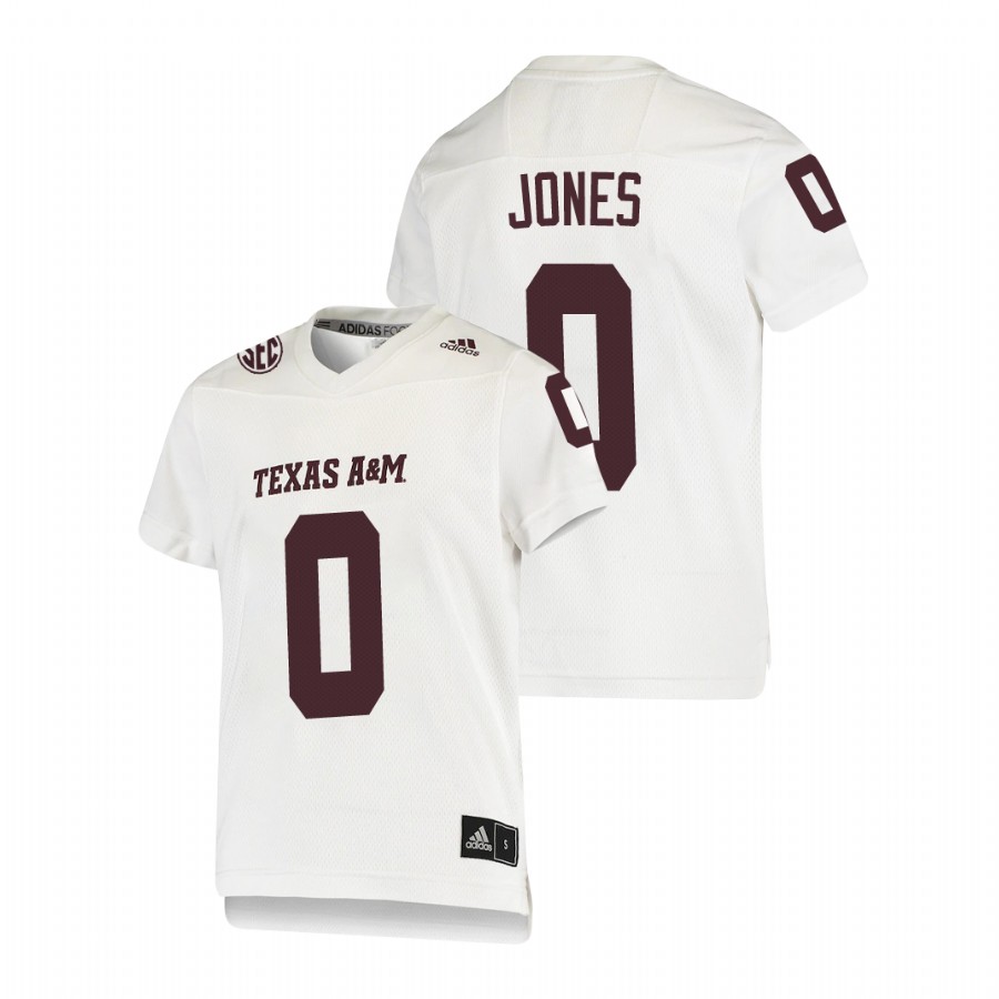 youth texas a&m aggies myles jones white replica football jersey
