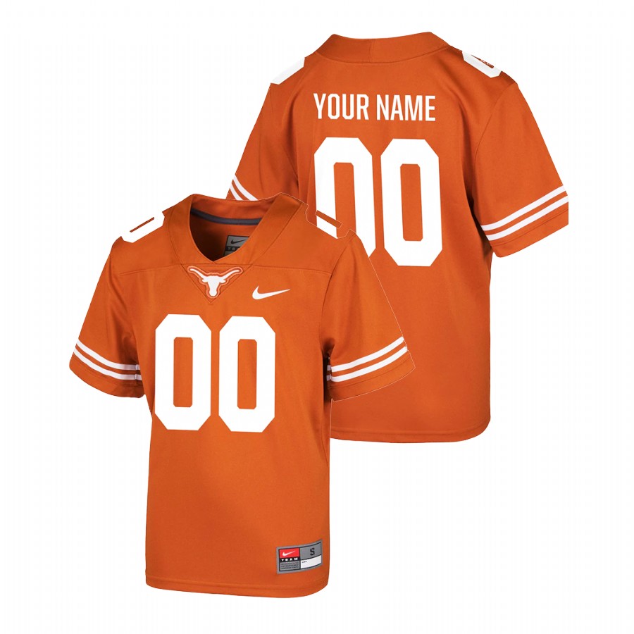 youth texas longhorns custom orange college football game jersey