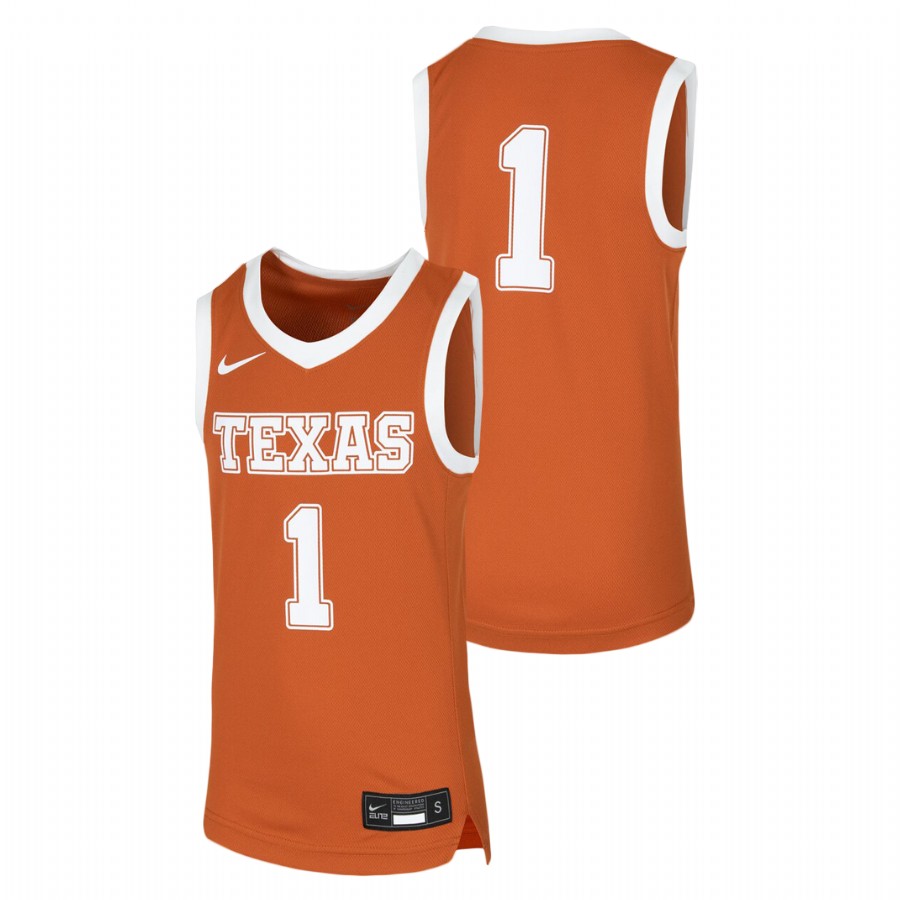 youth texas longhorns orange replica jersey