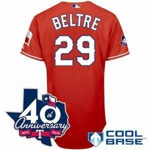 youth texas rangers 29 adrian beltre red w 40th anniversary patch