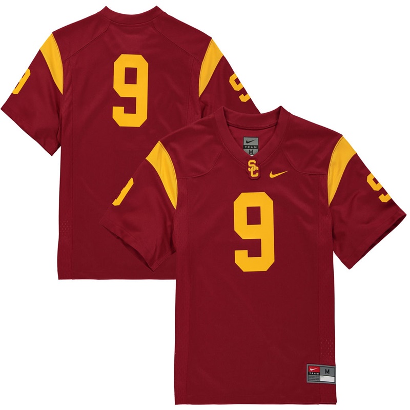 youth trojans cardinal 9 replica football jersey
