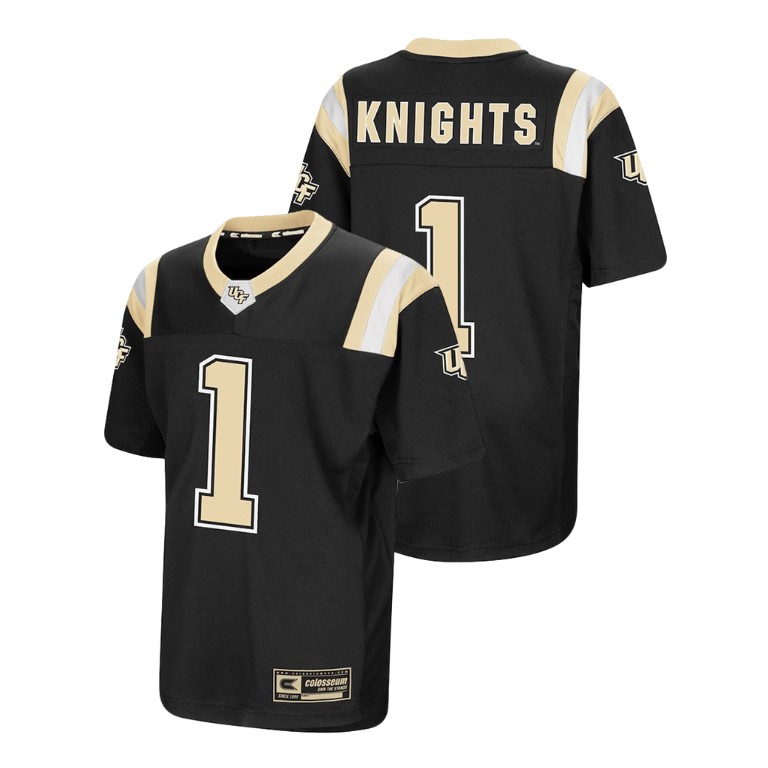 youth ucf knights 1 black foos ball football colosseum jersey