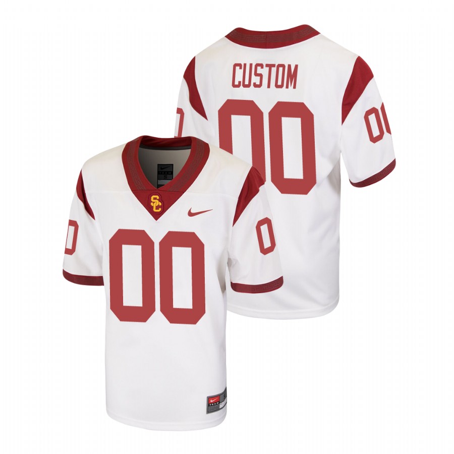 youth usc trojans custom white replica football jersey
