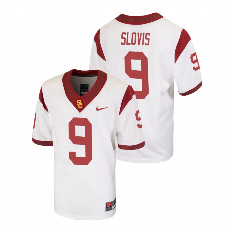 youth usc trojans kedon slovis white replica football jersey