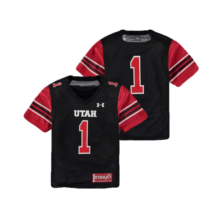 youth utah utes black college football finished replica jersey