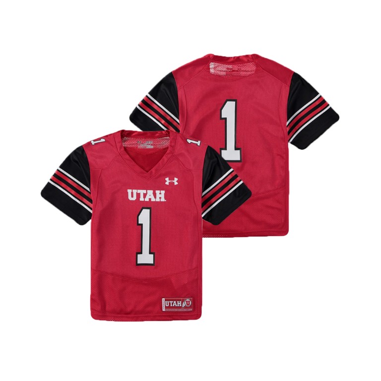 youth utah utes red college football finished replica jersey