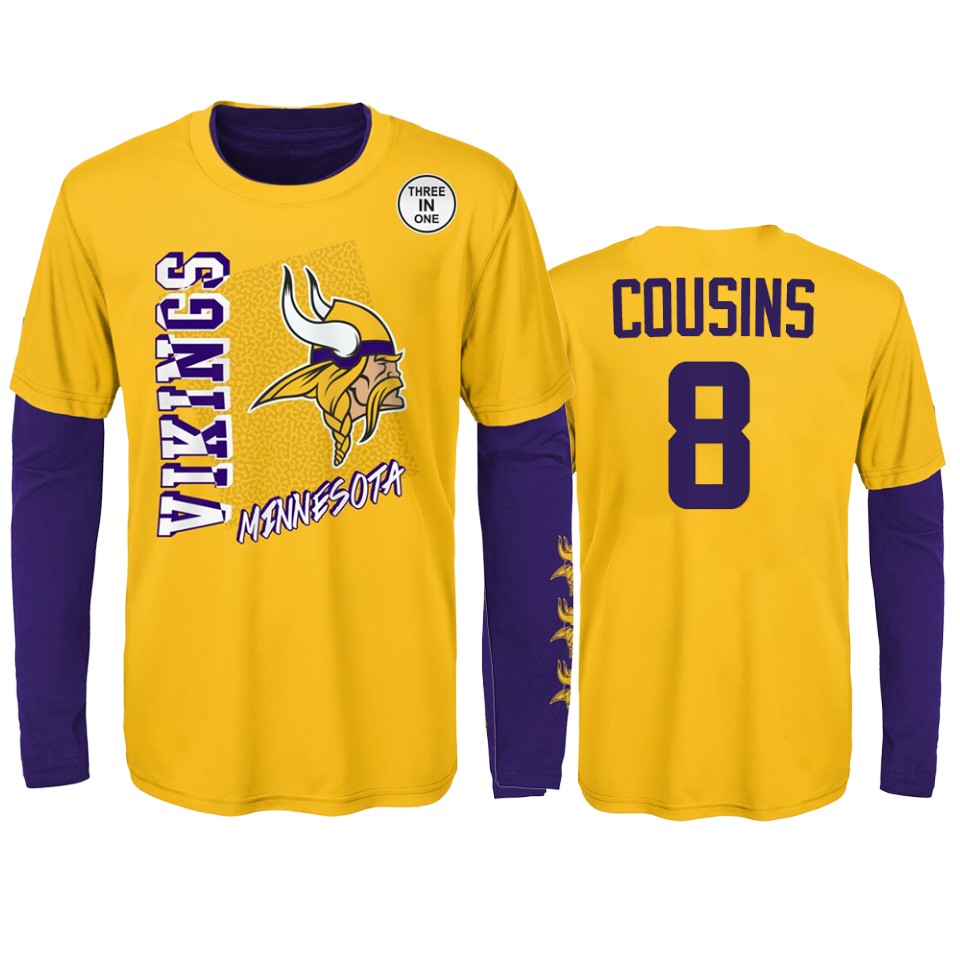 youth vikings kirk cousins gold purple combo set t shirt