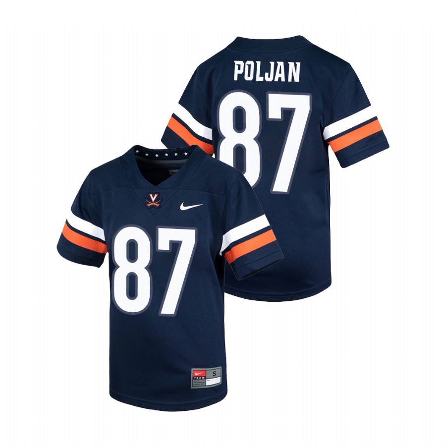 youth virginia cavaliers tony poljan navy untouchable football jersey