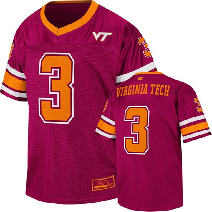 youth virginia tech hokies maroon 3 premier college football jersey