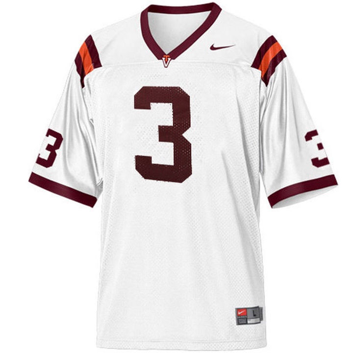 youth virginia tech hokies white 3 premier college football jersey