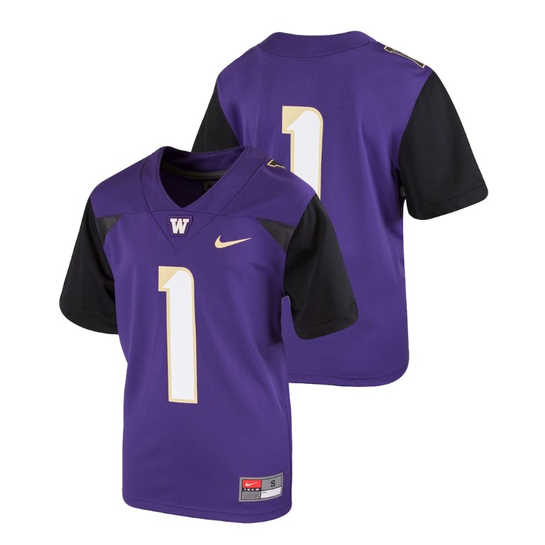 youth washington huskies 1 purple college football team replica jersey