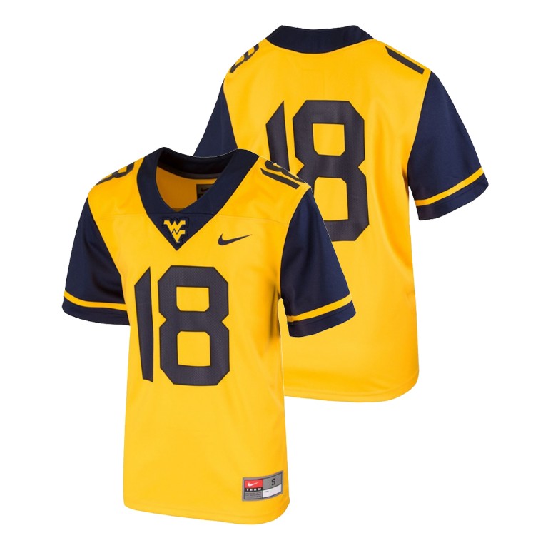 youth west virginia mountaineers 18 gold college football team replica jersey