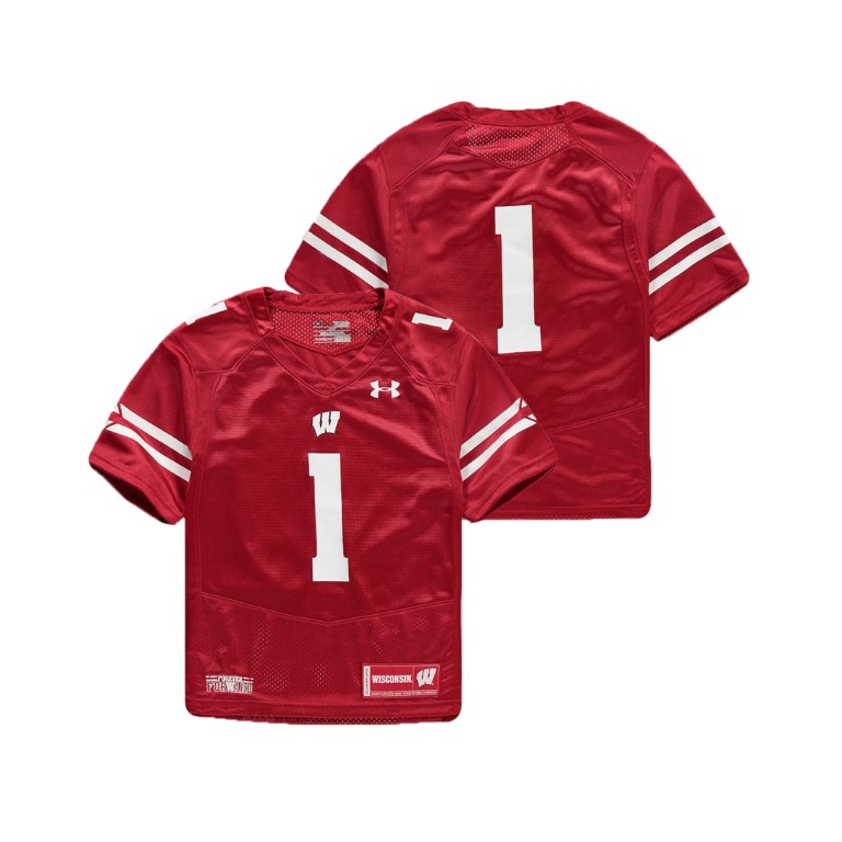 youth wisconsin badgers red college football finished replica jersey
