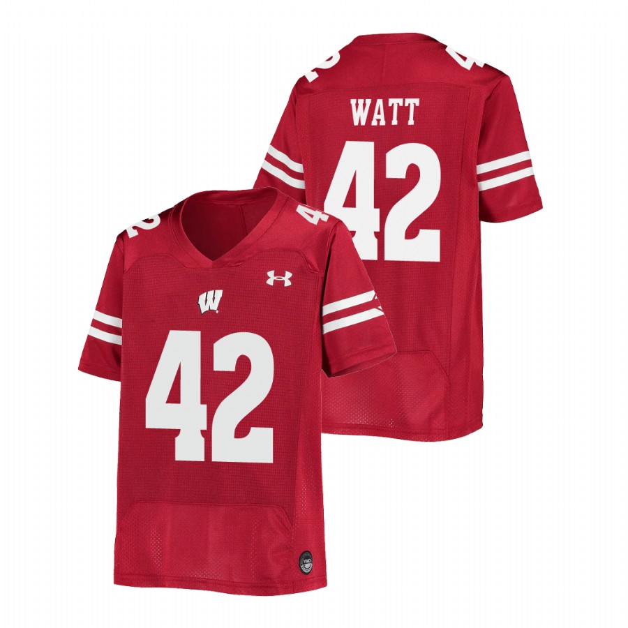 youth wisconsin badgers t.j. watt red replica football jersey 0a