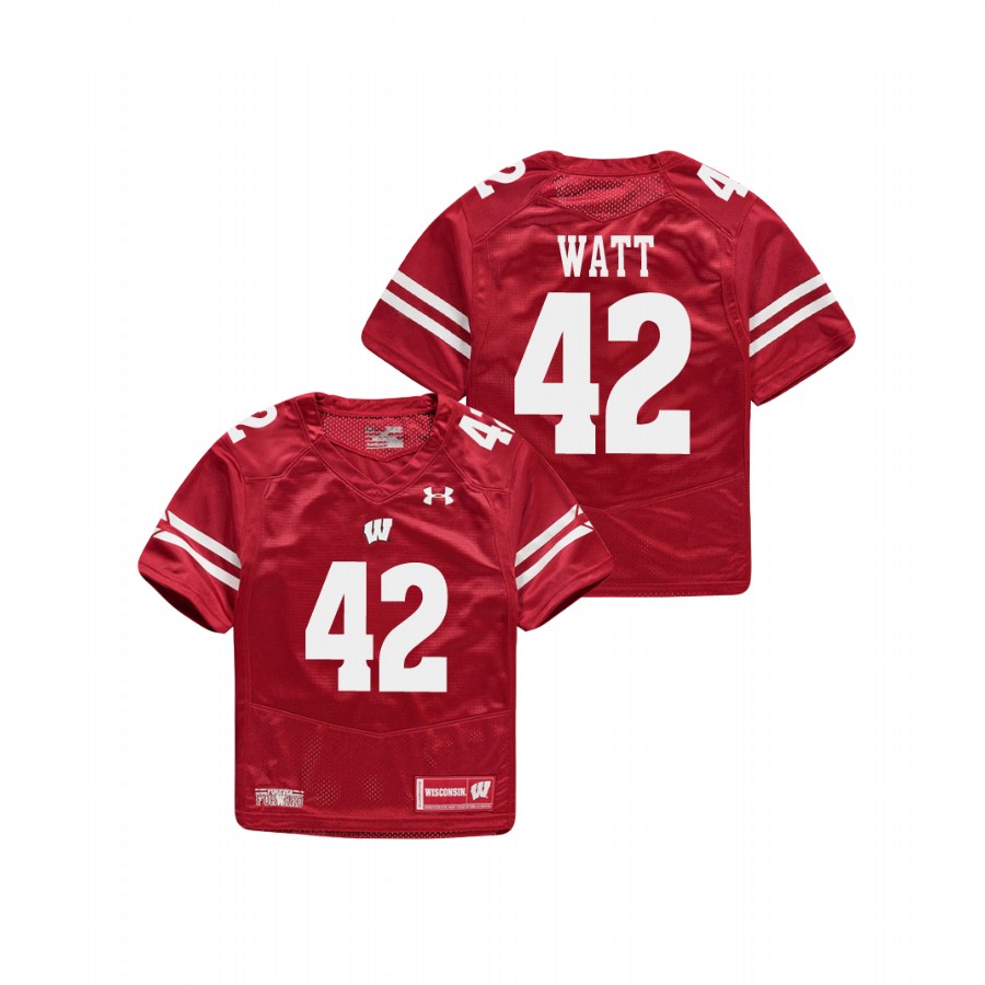 youth wisconsin badgers t.j. watt red replica football jersey