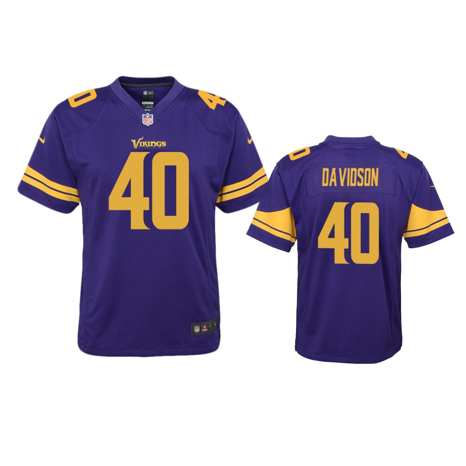 zach davidson vikings purple color rush game jersey