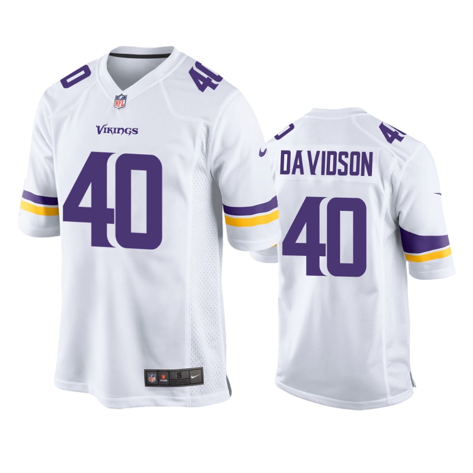 zach davidson vikings white game jersey